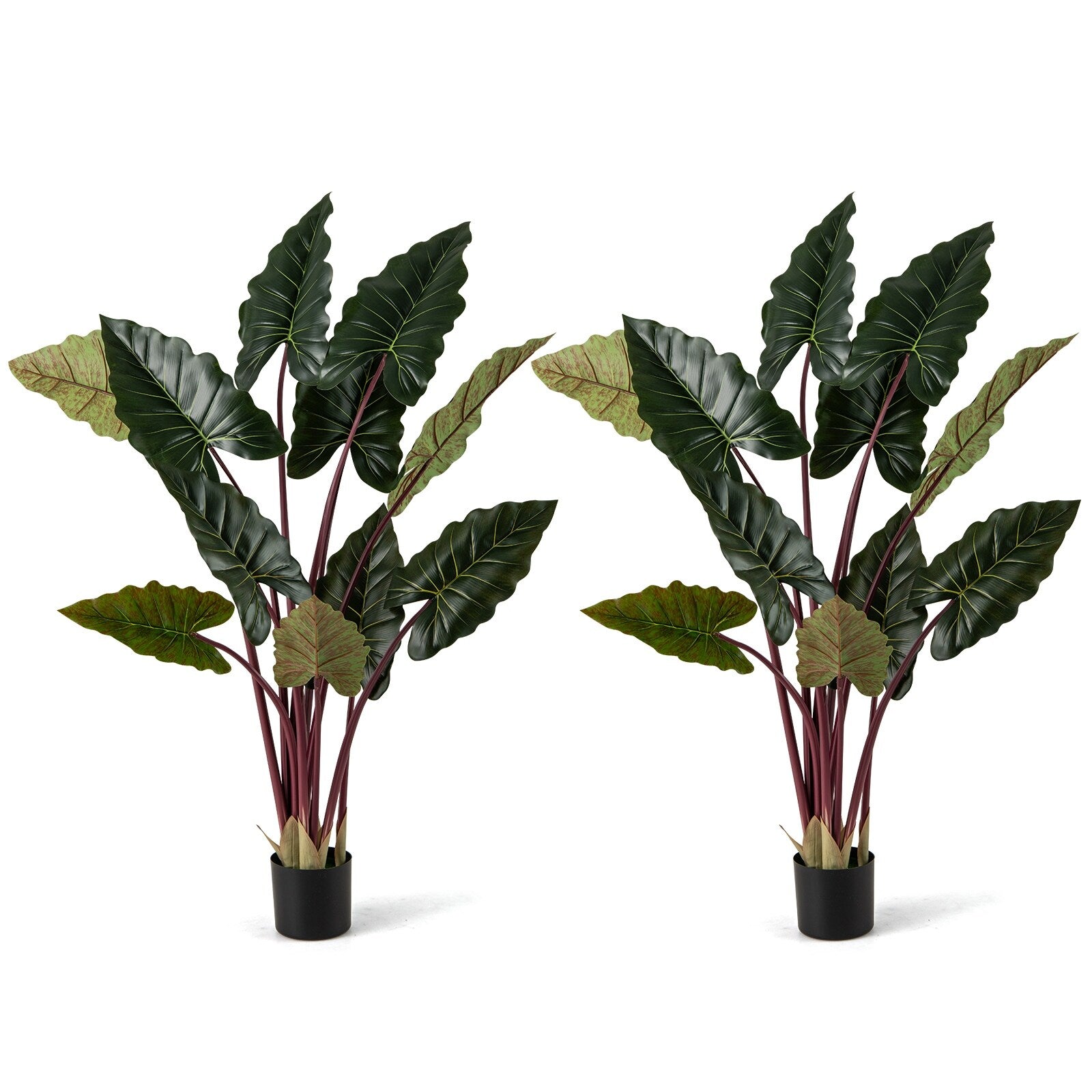 Gymax 2 Pack Artificial Rainbow Taro Tree 63 Tall Fake Pre Potted