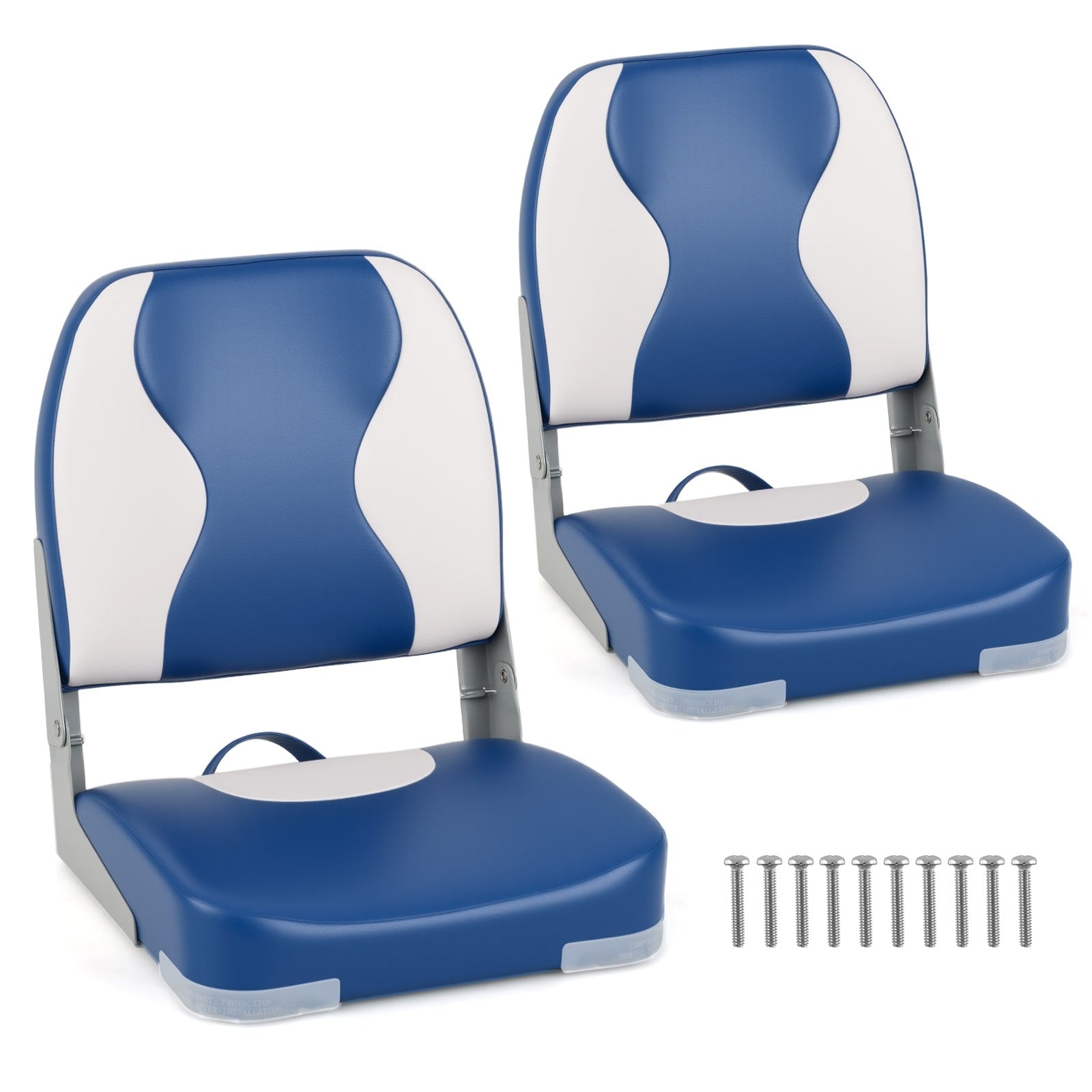 Gymax 2 Pack Boat Seats Folding Low Back Boat Chairs W Thick Sponge