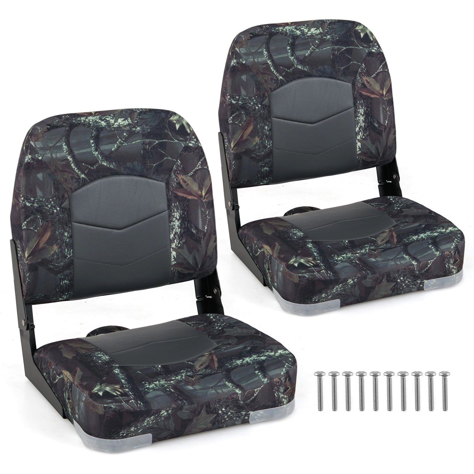 Gymax 2 Pack Boat Seats Folding Low Back Boat Chairs W Thick Sponge