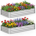 Gymax 2 Pcs Galvanized Raised Garden Bed Rectangular Galvanized Metal