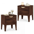 Gymax 2 Pcs Nightstand W Storage Mid Century Modern Bedside Table W