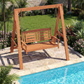 Gymax 2 Seater Porch Swing W Stand Adjustable Chains Built In