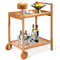 Gymax 2 Tier Acacia Rolling Kitchen Trolley Cart Dining Serving Cart See Details