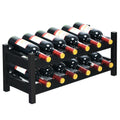 Gymax 2 Tier Bamboo Wine Rack 12 Bottles Display Storage Shelf Holder Kitchen Brown