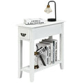 Gymax 2 Tier End Bedside Sofa Side Table Narrow Nightstand W Drawer