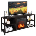 Gymax 2 Tier Tv Stand Electric Fireplace Heater Storage Cabinet Console For 65 Tv