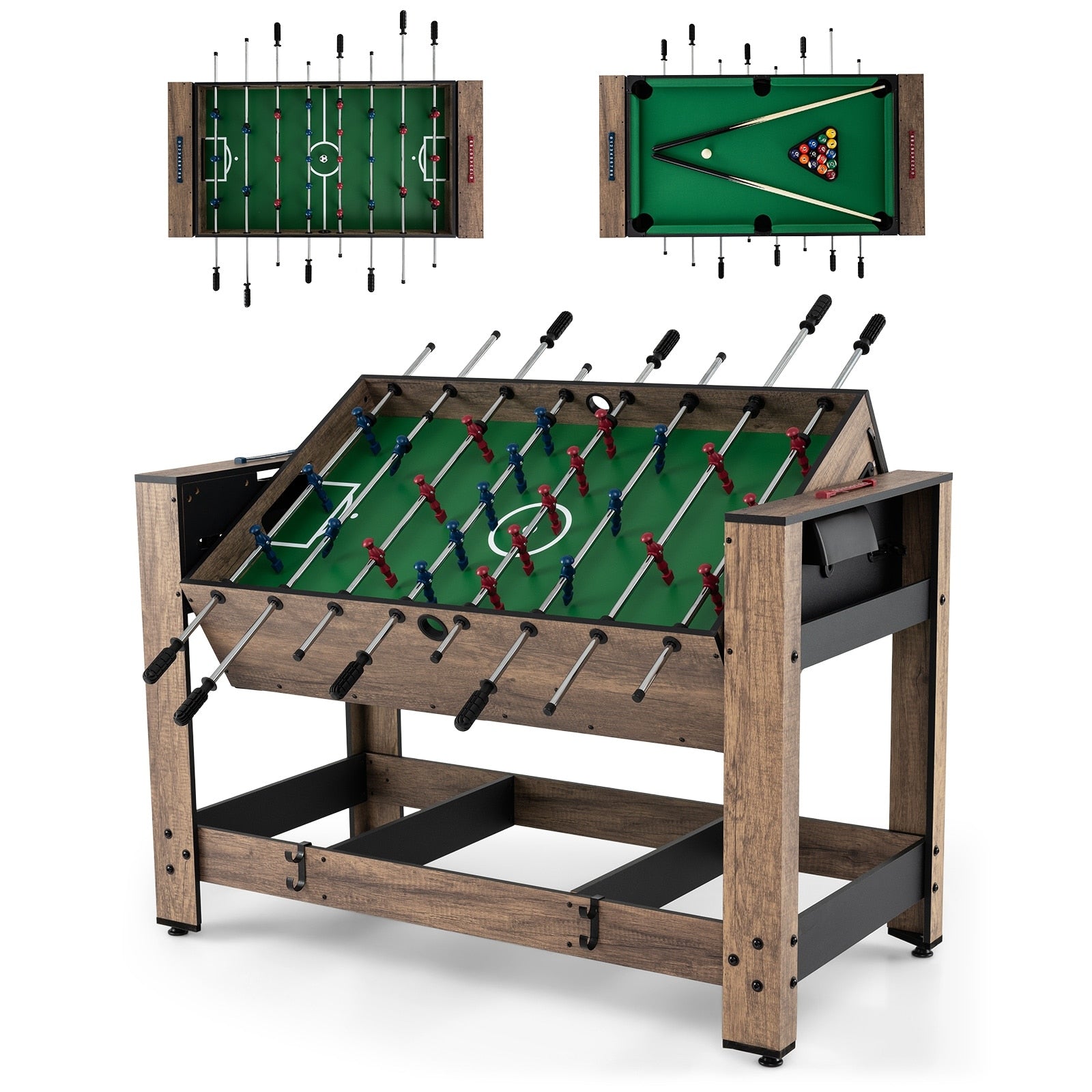 Gymax 2 In 1 48 Swivel Multi Game Table W Legs 2 Balls Cue Sticks