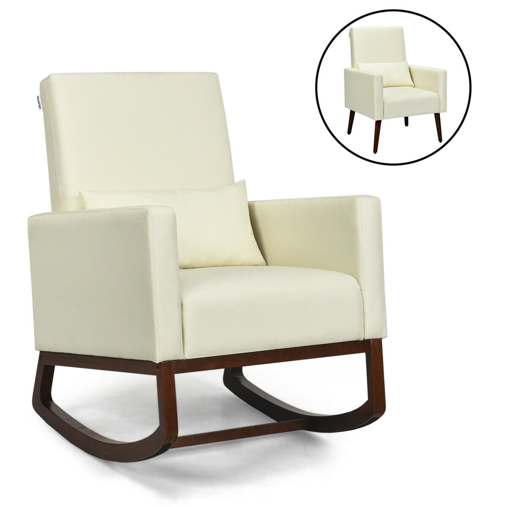 Gymax 2 In 1 Fabric Upholstered Rocking Chair Nursery Armchair With See Details