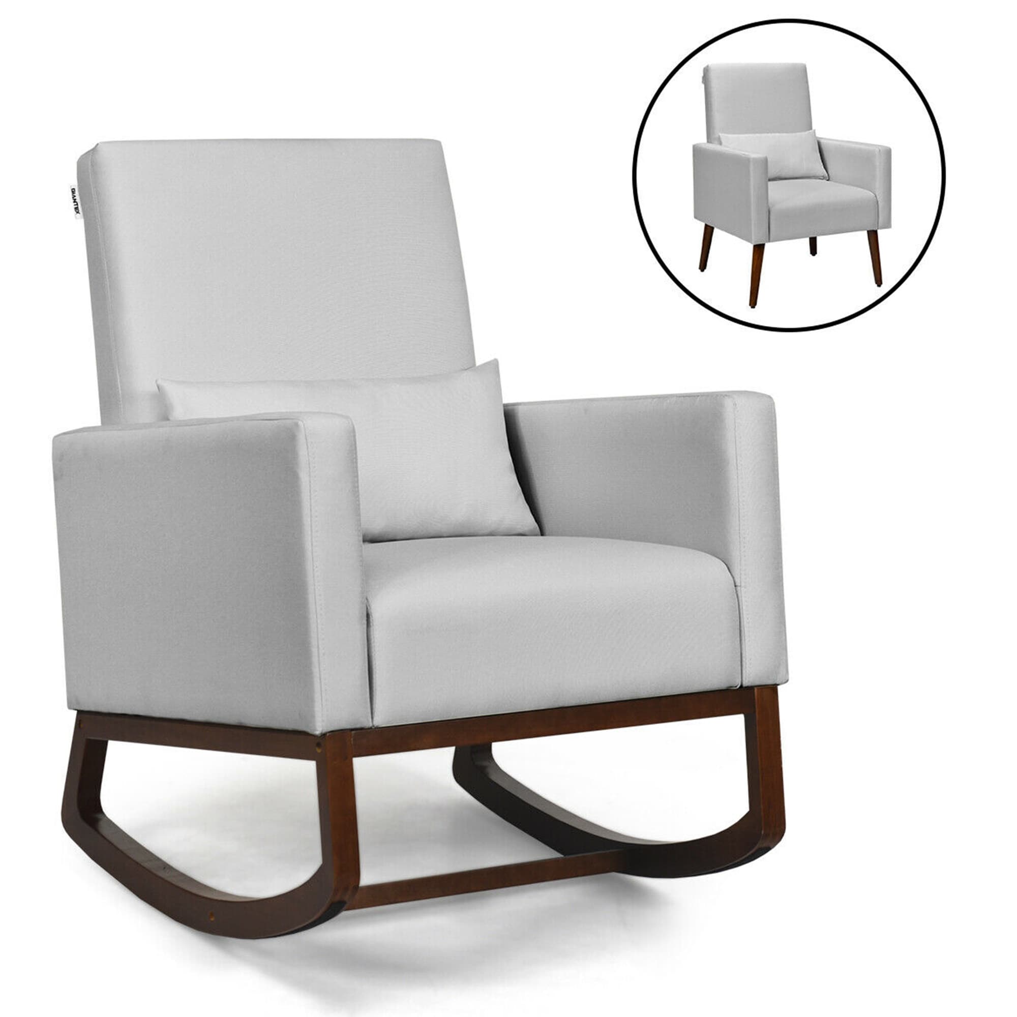 Gymax 2 In 1 Fabric Upholstered Rocking Chair Nursery Armchair With See Details