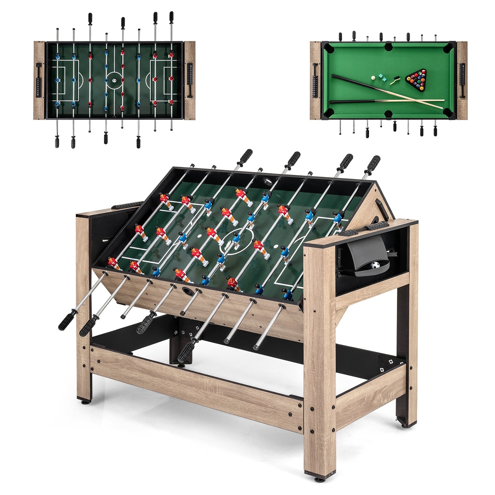 Gymax 2 In 1 Swivel Game Table 49 Foosball Pool Billiards