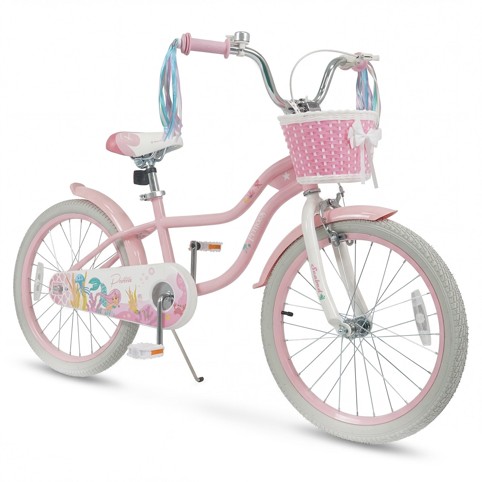 Gymax 20 Girls Bike W Removable Basket Streamers Hand Brake