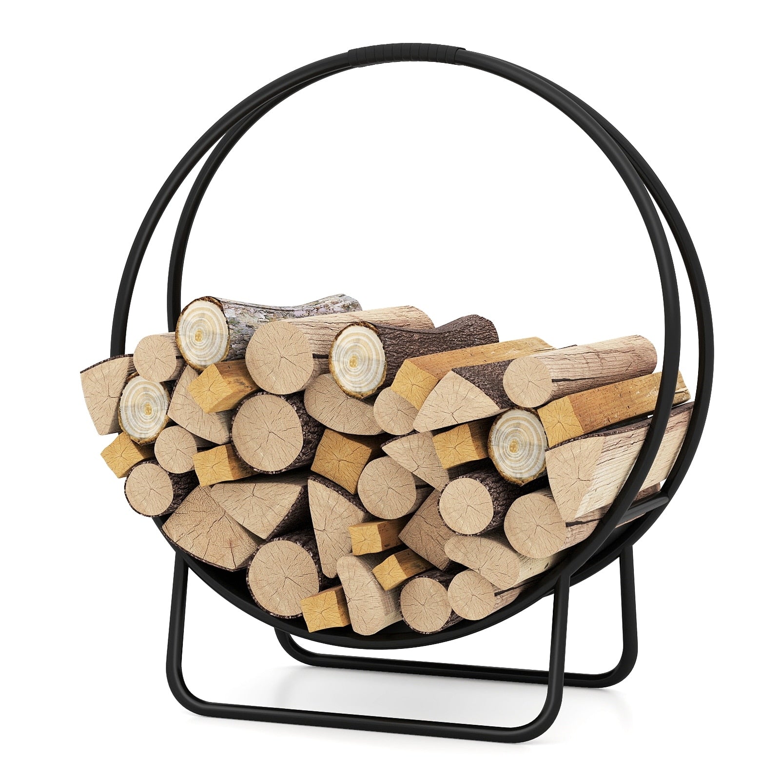 Gymax 20 Round Heavy Duty Metal Curved Log Rack W Stand For