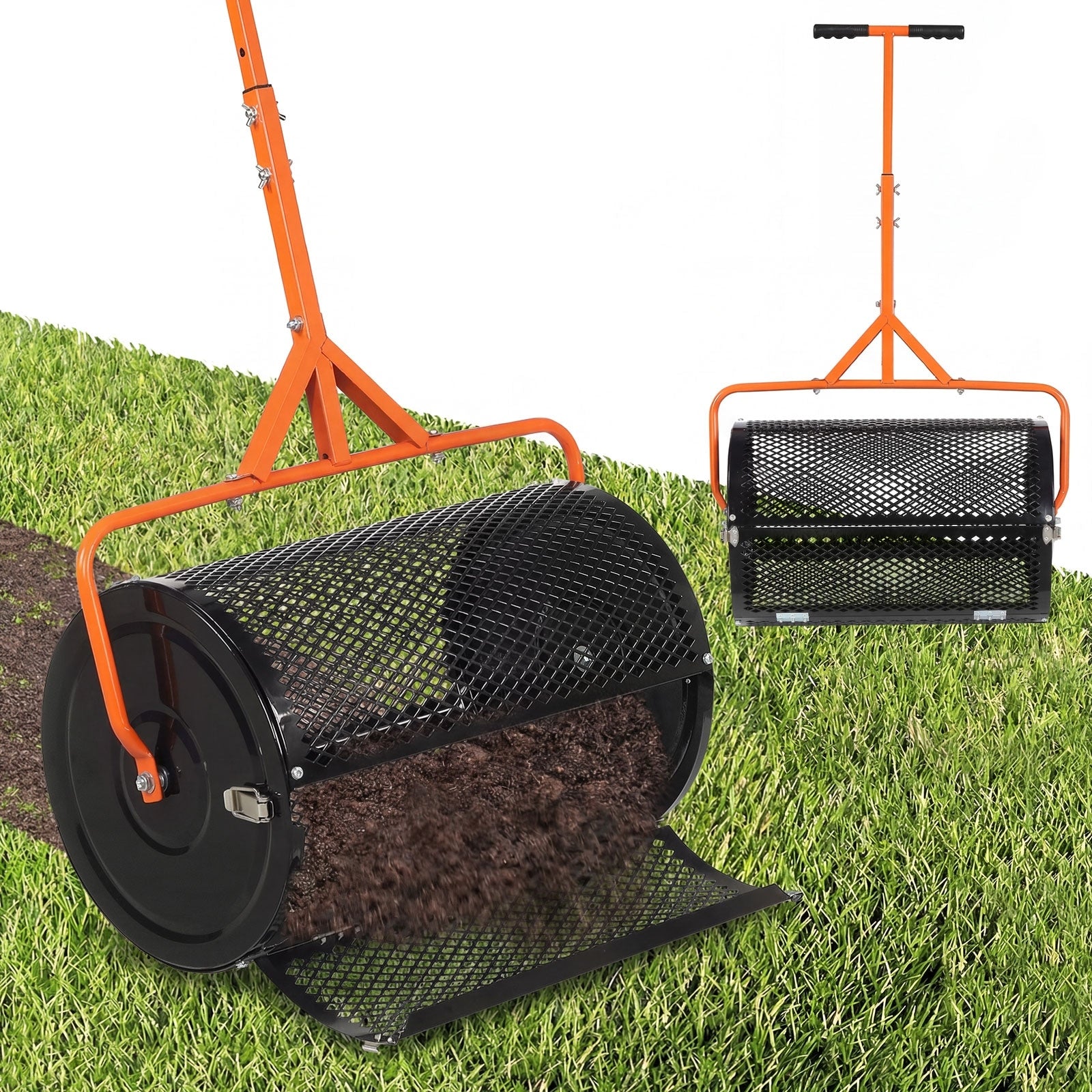 Gymax 24 Compost Spreader W Height Adjustable T Shaped Handle For