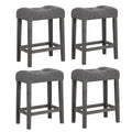Gymax 24 Saddle Bar Stools Set Of 4 W Footrest Rubber Wood Frame