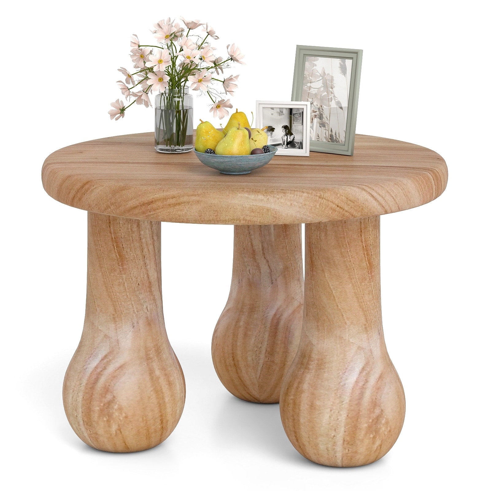 Gymax 24 Small Solid Mahogany Wood Coffee Table W Thickened Top