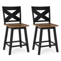 Gymax 24 Swivel Barstools Set Of 2 W Backrest Large Seat Footrest