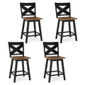 Gymax 24 Swivel Barstools Set Of 4 W Backrest Large Seat Footrest