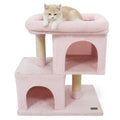 Gymax 25.5 Cat Tree W 2 Large Condo Padded Top Perch Sisal