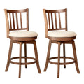 Gymax 25 Swivel Counter Barstools Set Of 2 W Backrest Upholstered