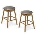 Gymax 25 Swivel Counter Height Barstools Set Of 2 W Solid Wood Legs
