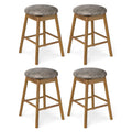 Gymax 25 Swivel Counter Height Barstools Set Of 4 W Solid Wood Legs