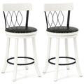 Gymax 26 Set Of 2 Bar Stools W Footrest Rubber Wood Frame Tufted