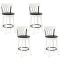 Gymax 26 Set Of 4 Bar Stools W Footrest Rubber Wood Frame Tufted
