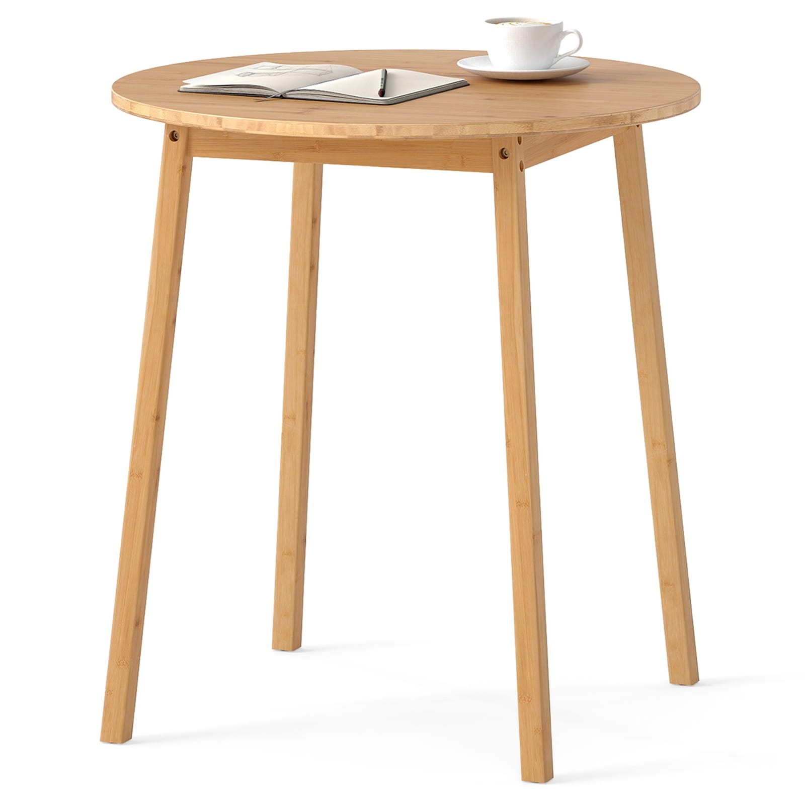 Gymax 27.5 Round Bamboo Dining Table For 2 4 Person For Small Space