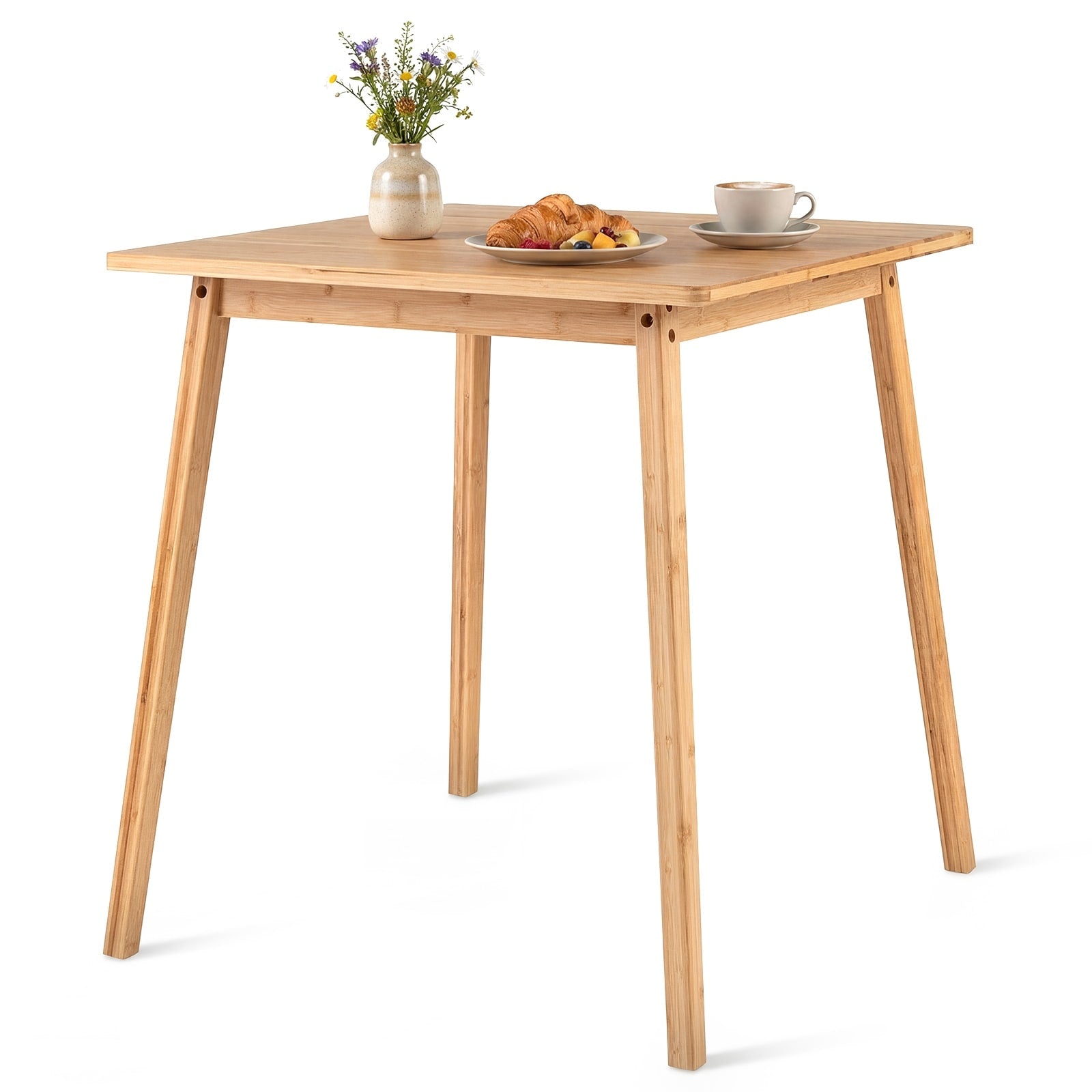 Gymax 27.5 Square Bamboo Dining Table For 2 4 People Dinner Table