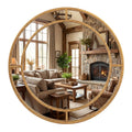 Gymax 28 Gold Round Wall Mirror Circle Decorative Modern W Beaded
