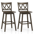 Gymax 29 Bar Stool Set Of 2 W Rubber Wood Frame Swivel Seat