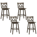 Gymax 29 Bar Stool Set Of 4 W Rubber Wood Frame Swivel Seat