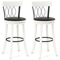 Gymax 29 Set Of 2 Bar Stools W Footrest Rubber Wood Frame Tufted