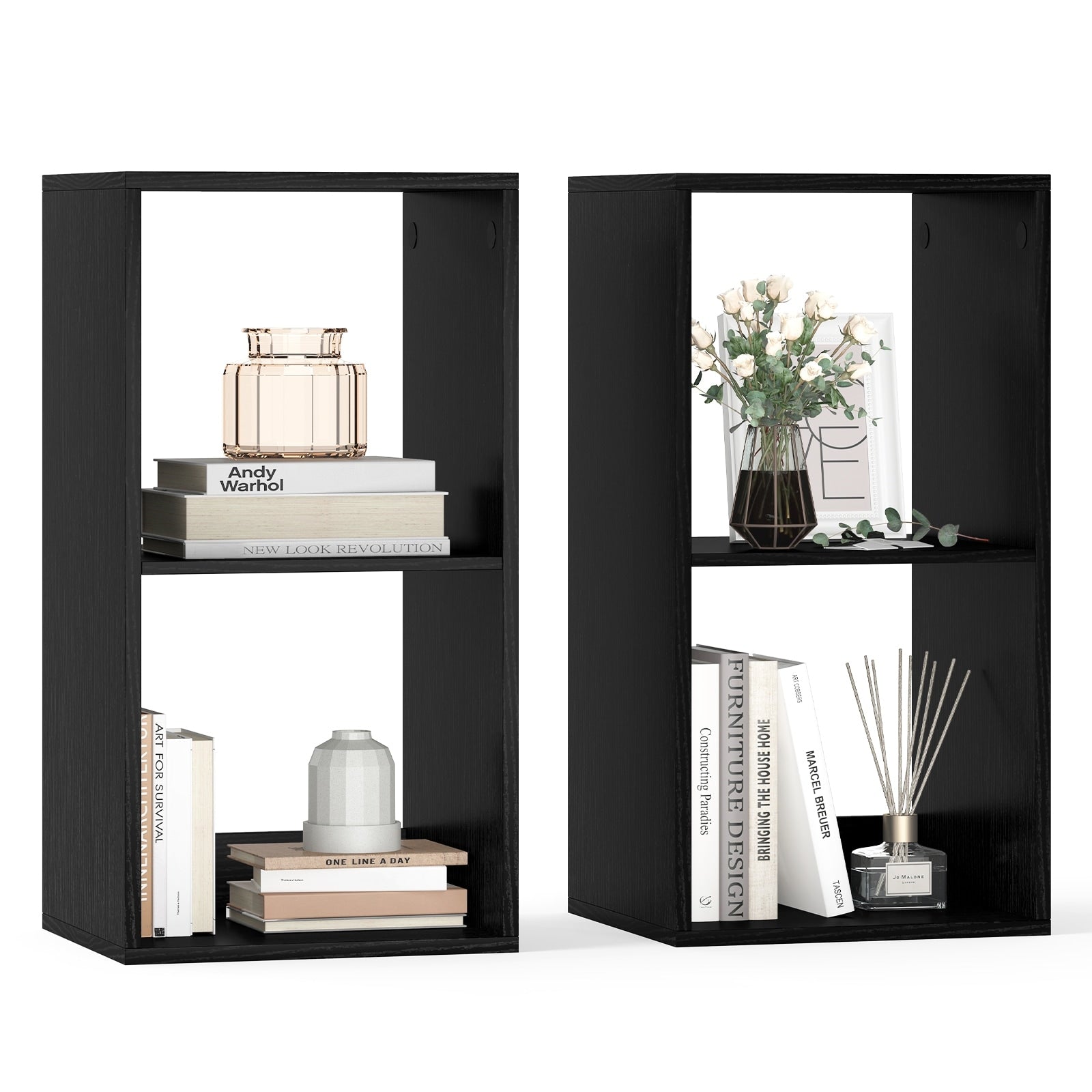 Gymax 2Pcs 2 Cube Bookshelf Modern Vertical Bookcase W Anti Tipping