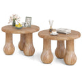 Gymax 2Pcs 24 Small Solid Mahogany Wood Coffee Table W Thickened Top