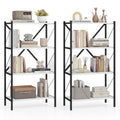 Gymax 2Pcs 4 Tier Bookshelf Book Holder W Heavy Duty Metal Frame For