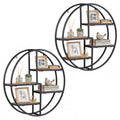 Gymax 2Pcs 4 Tier Floating Shelf Geometric Hanging Storage Organizer