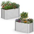 Gymax 2Pcs 4 X 2 X 2Ft Galvanized Raised Garden Bed W Open Ended Base