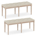 Gymax 2Pcs 47.5 End Of Bed Bench W Tufted Decoration Antiqued Legs