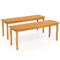Gymax 2Pcs 47 Long Patio Dining Bench W Slatted Seat Backless