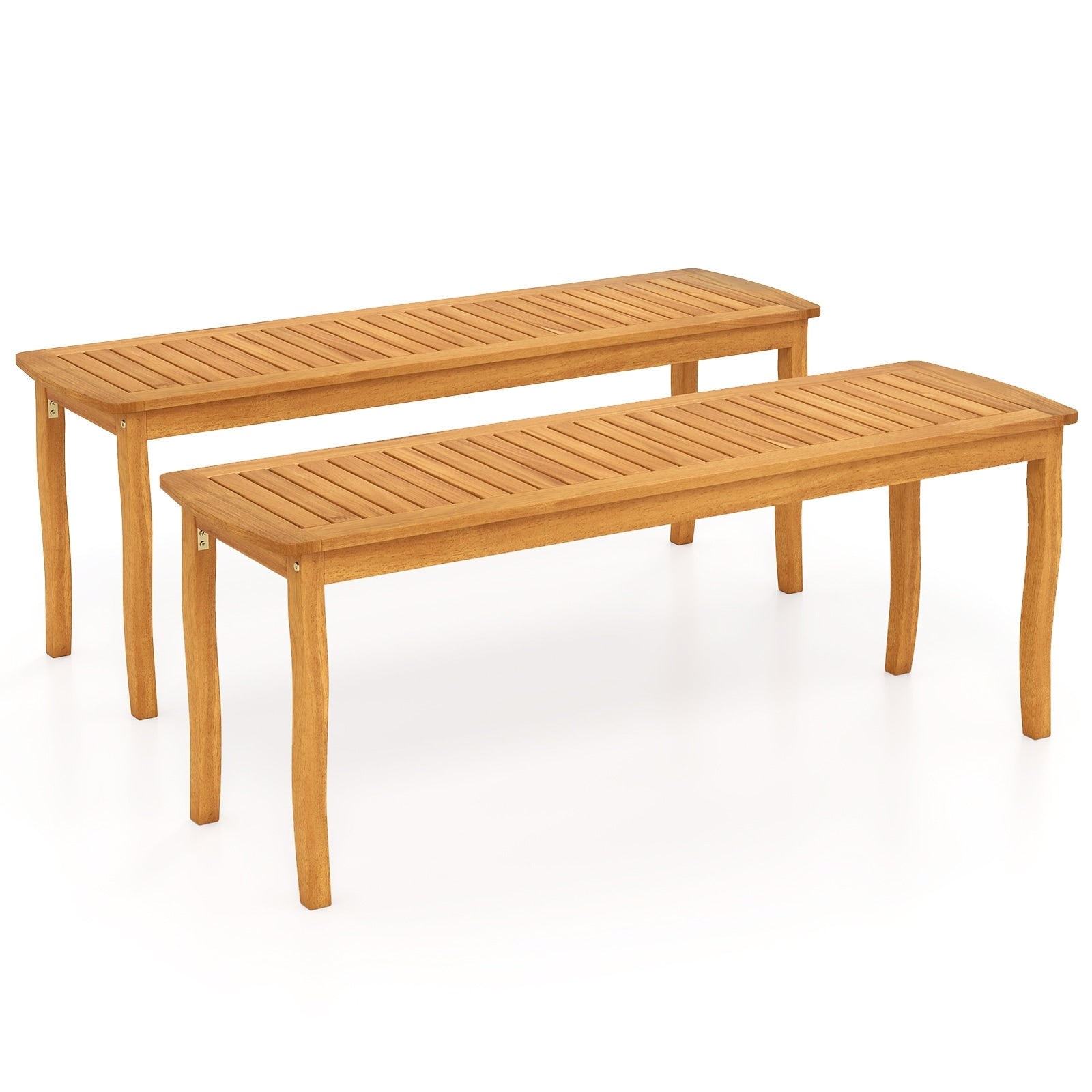 Gymax 2Pcs 47 Long Patio Dining Bench W Slatted Seat Backless