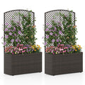 Gymax 2Pcs 49 Raised Garden Bed W Trellis Wicker Planter Box W