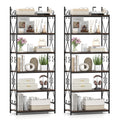 Gymax 2Pcs 6 Tier Bookshelf 71.5 Industrial Tall Bookcase W Open