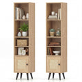 Gymax 2Pcs 6 Tier Tall Narrow Bookcase W Adjustable Shelf Boho Style
