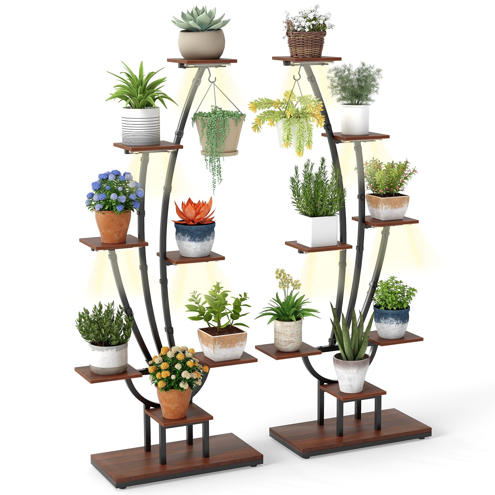 Gymax 2Pcs 62 Tall 8 Tier Corner Metal Plant Shelf For Multiple