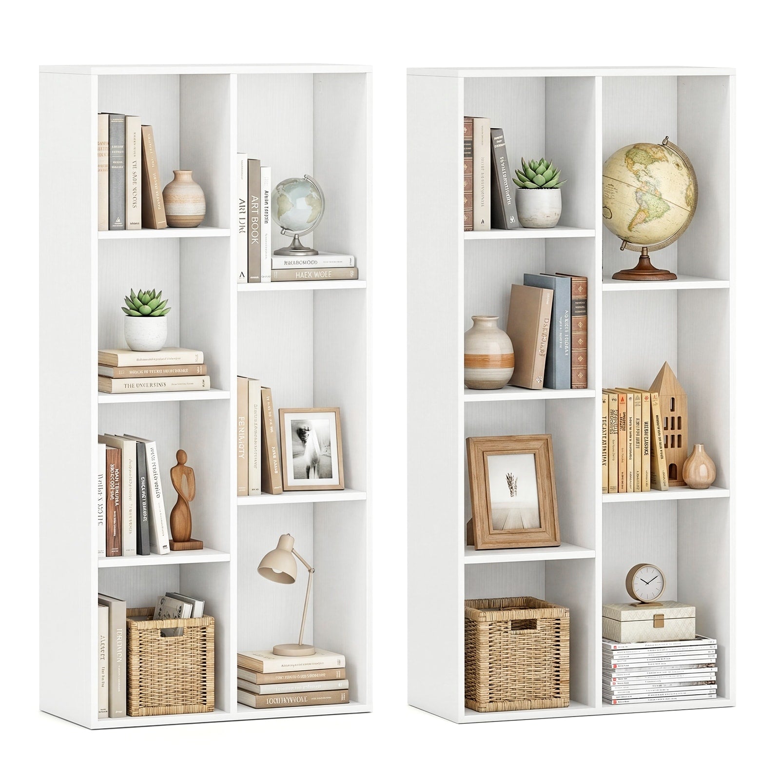 Gymax 2Pcs 7 Cube Bookcase W 7 Compartments 2 Anti Tipping Kits For
