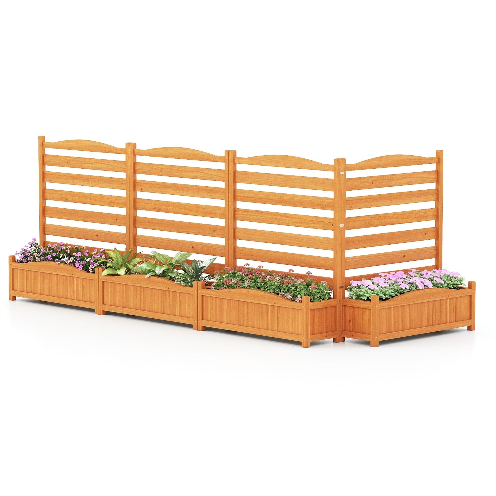 Gymax 2Pcs Air Conditioner Fence W Planter Box 2 Panel Freestanding