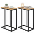 Gymax 2Pcs C Shaped End Table W Adjustable Foot Pads Small Snack Table