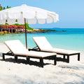 Gymax 2Pcs Cushioned Patio Rattan Chaise Lounge Chair Recliner W