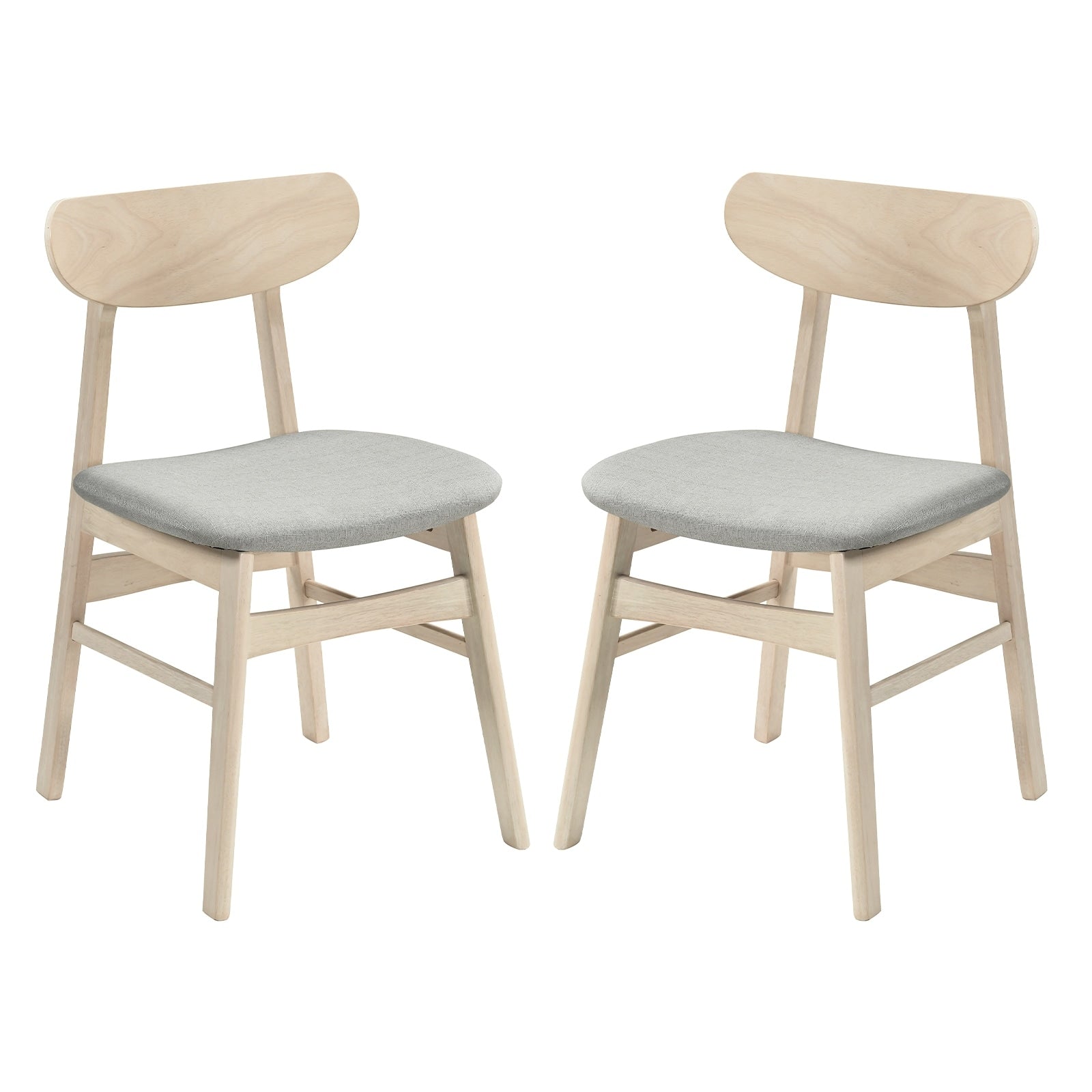 Gymax 2Pcs Dining Chair Fabric Upholstered Kitchen Armless Chairs
